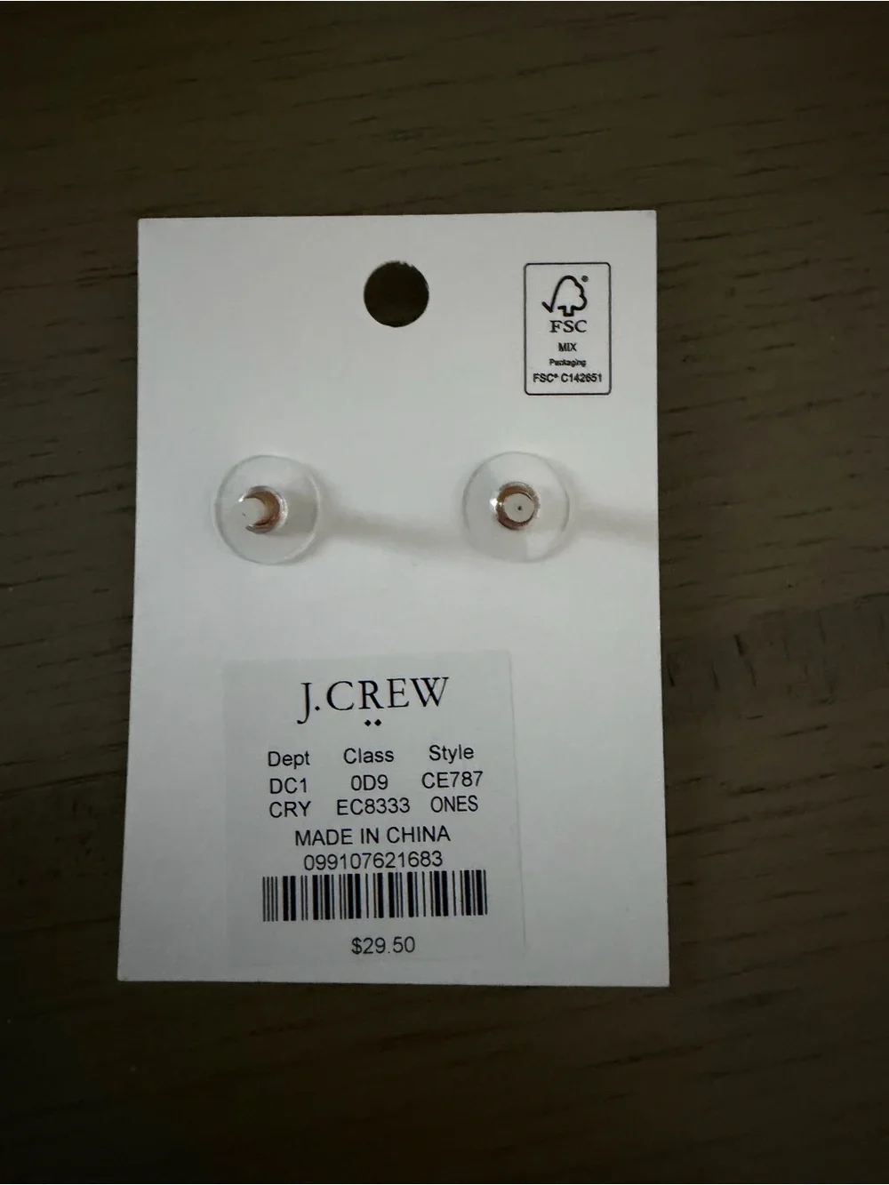 J. Crew Gold Heart Crystal Stud Earrings NWT